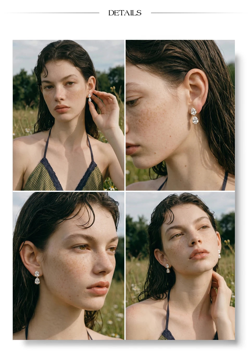 Cubic Zirconia Earrings — Gold-Plated Stainless Steel with Cubic Zirconia · PS1548