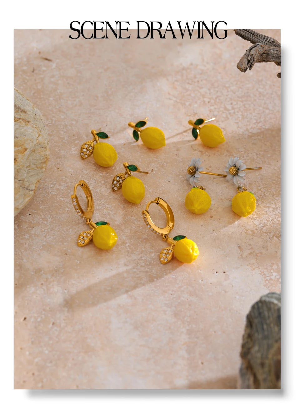 Cubic zirconia resin geometric earrings in gold-plated stainless steel with cubic zirconia and resin.