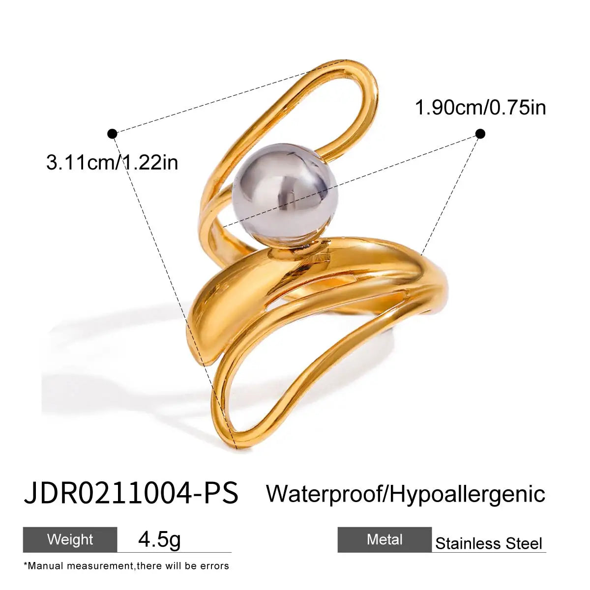 Two-Tone Steel Ball Ring — Stainless Steel