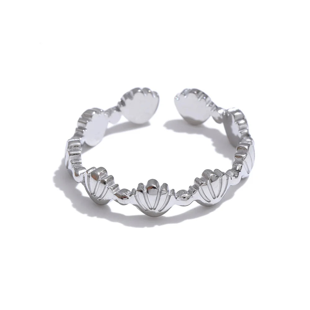Shell Geometric Ring — 18K Gold-Plated Stainless Steel with Shell · PS2303