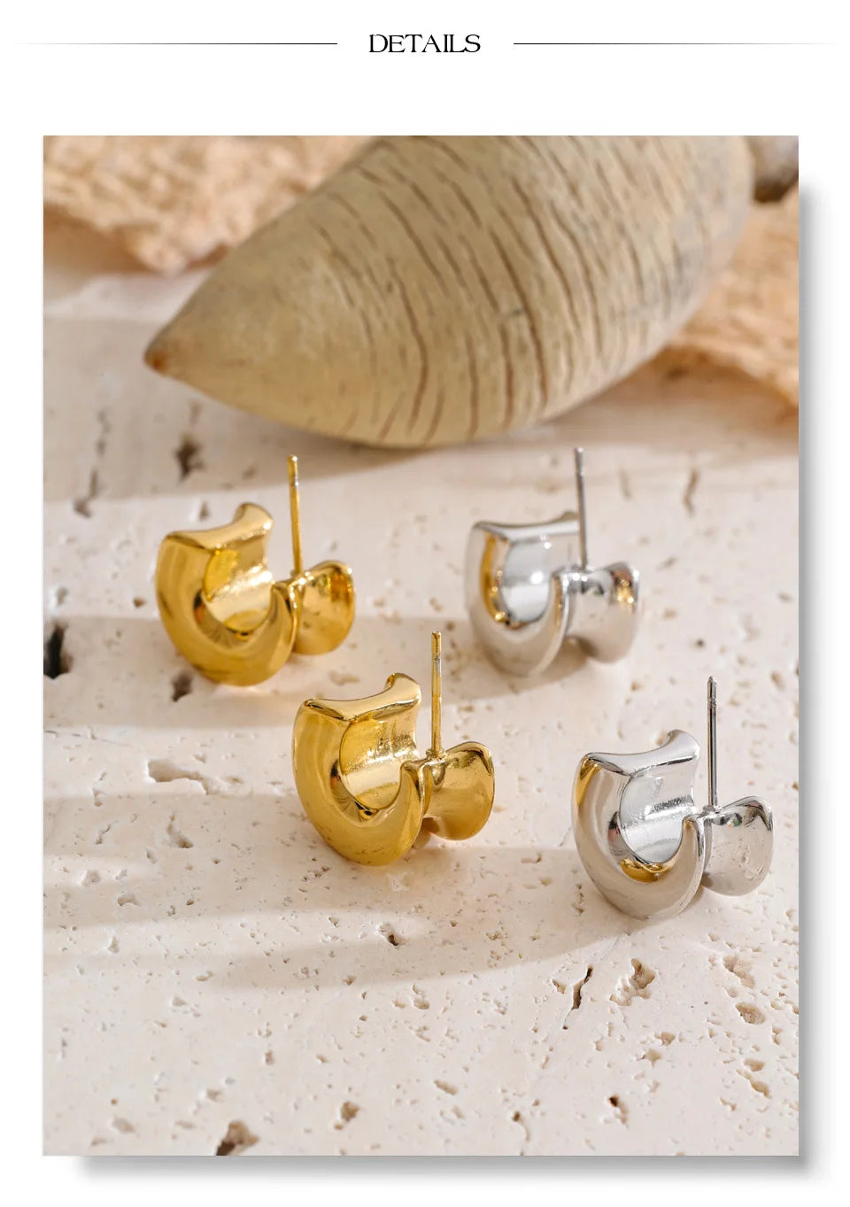 Geometric earrings in gold-plated stainless steel.