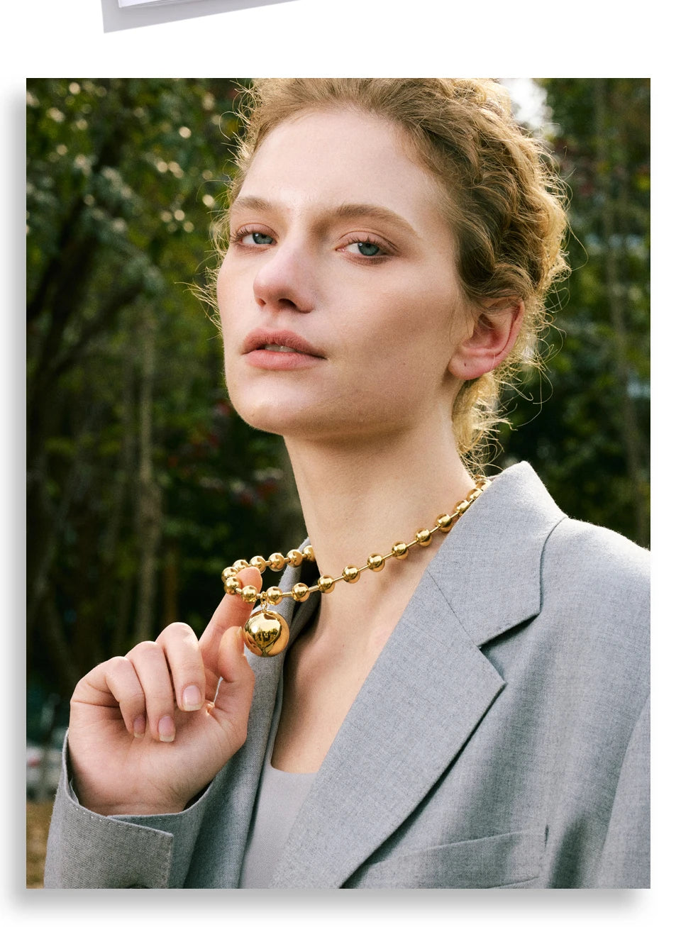 Heart star beaded necklace in gold-plated stainless steel.