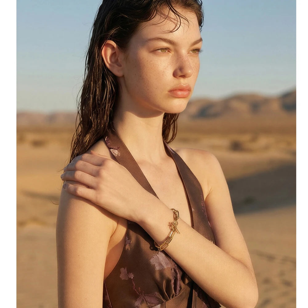 Geometric Chain Bracelet — Gold-Plated Stainless Steel · PS1157