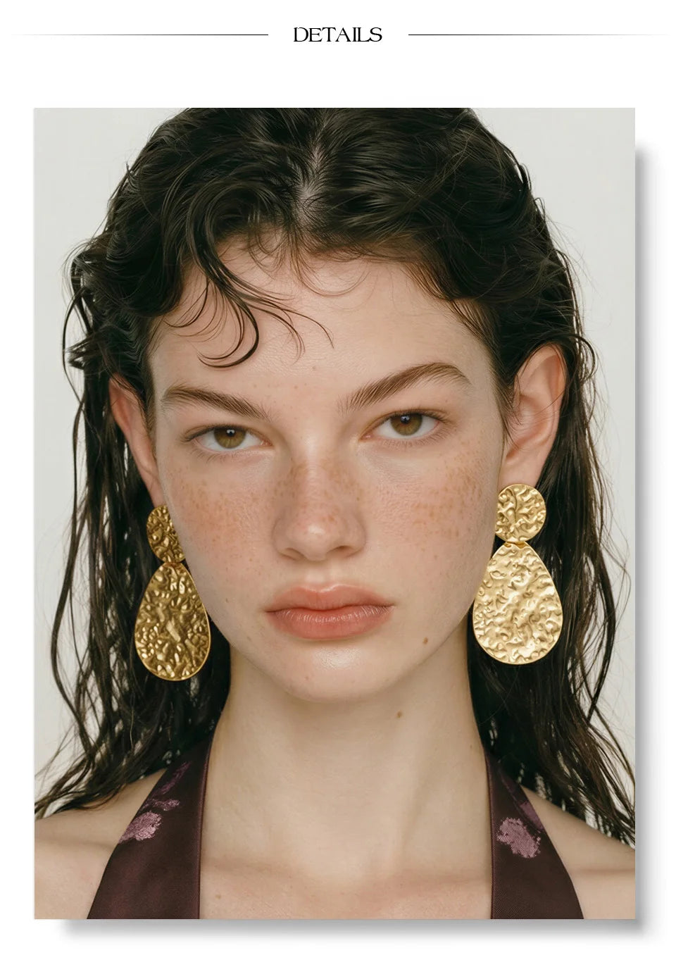 Vintage geometric earrings in gold-plated stainless steel.