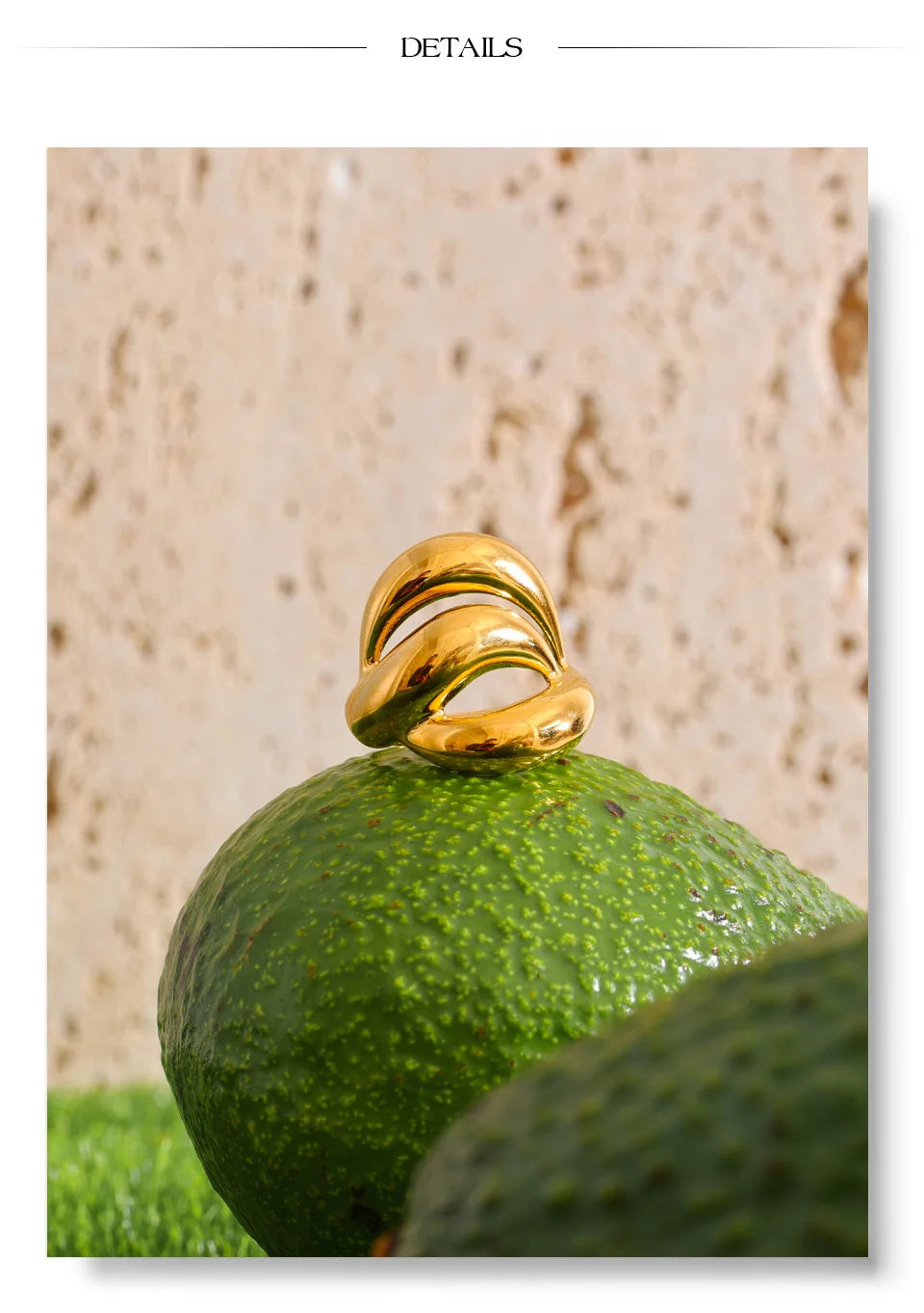 Geometric layered ring in 18K gold-plated stainless steel.