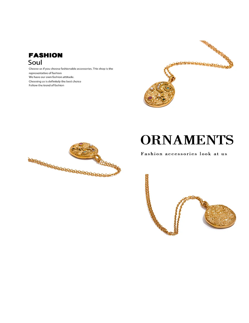 Cubic zirconia star moon necklace in gold-plated stainless steel with cubic zirconia.