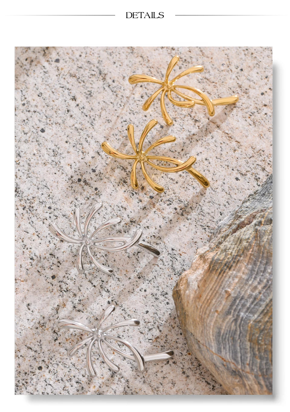 Geometric earrings in gold-plated stainless steel.