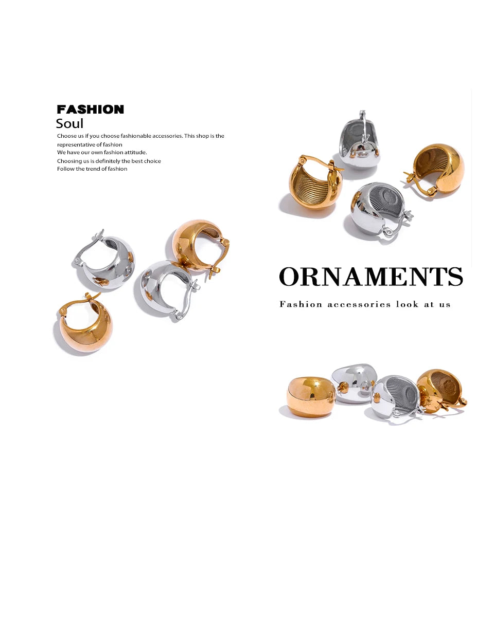 Geometric earrings in gold-plated stainless steel.