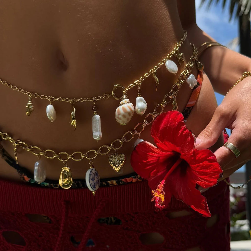 Pearl Belly Chain Pendant Collection — Stainless Steel · PS202