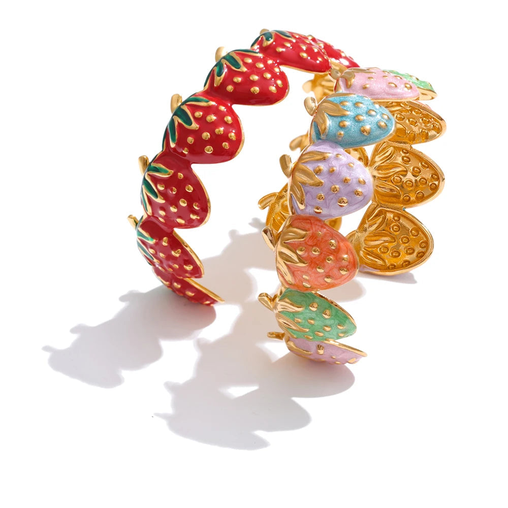 Red Enamel Multi-Color Bracelet — Gold-Plated Stainless Steel with Enamel · PS1601
