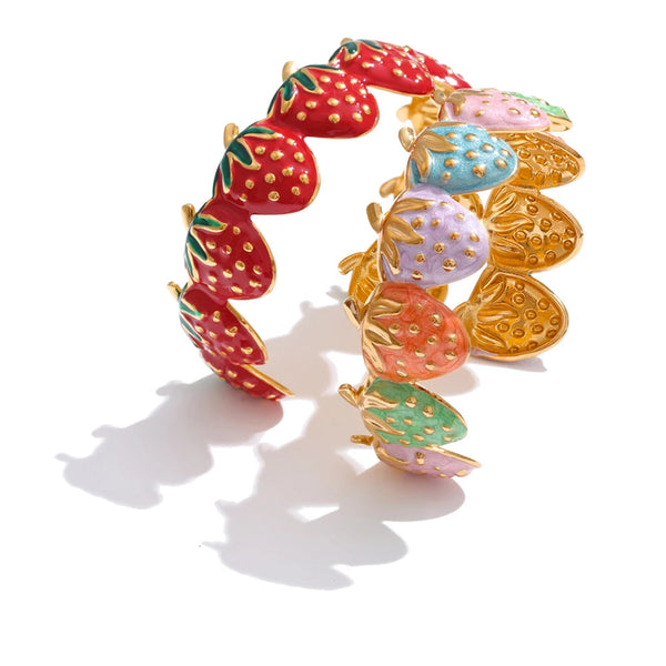 Red Enamel Multi-Color Bracelet — Gold-Plated Stainless Steel with Enamel · PS1601