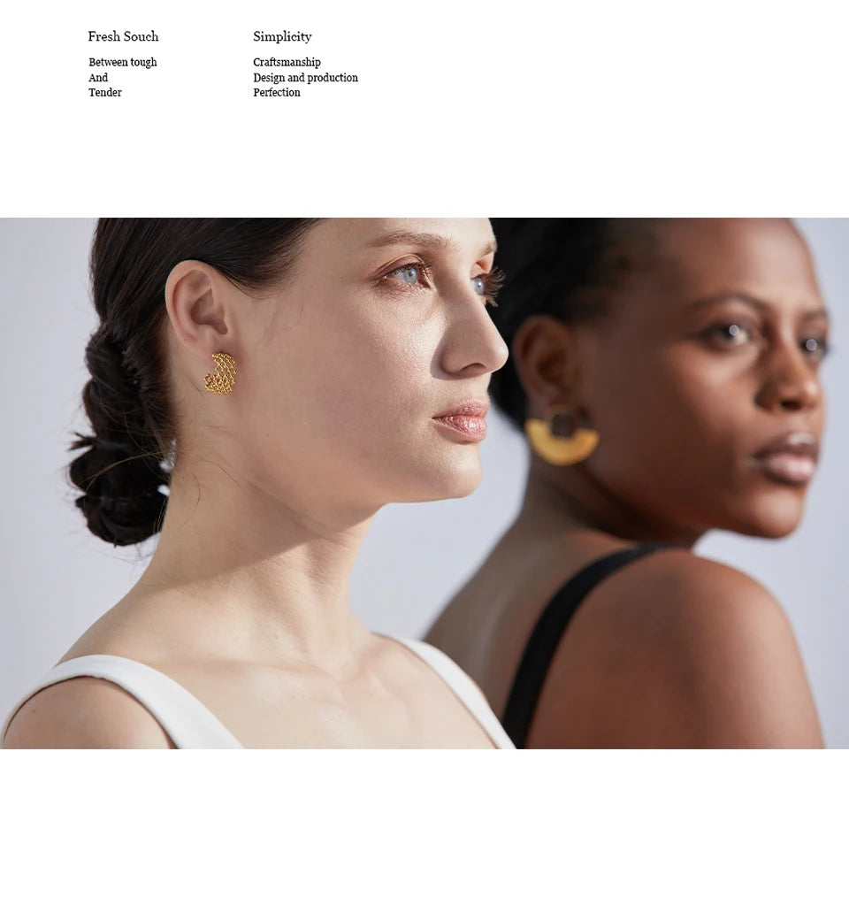 Geometric Earrings — Gold-Plated Stainless Steel · PS1597