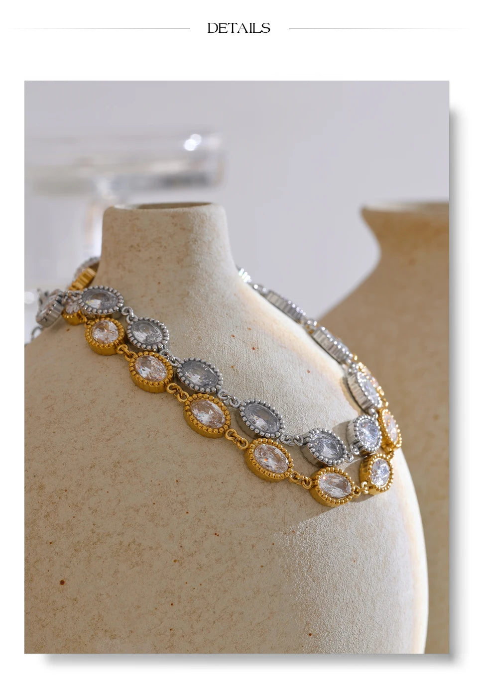 Cubic Zirconia Geometric Chain Earrings — Stainless Steel with Cubic Zirconia · PS1591