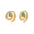 Turquoise Swirl Stud Earrings — Stainless Steel · PS109