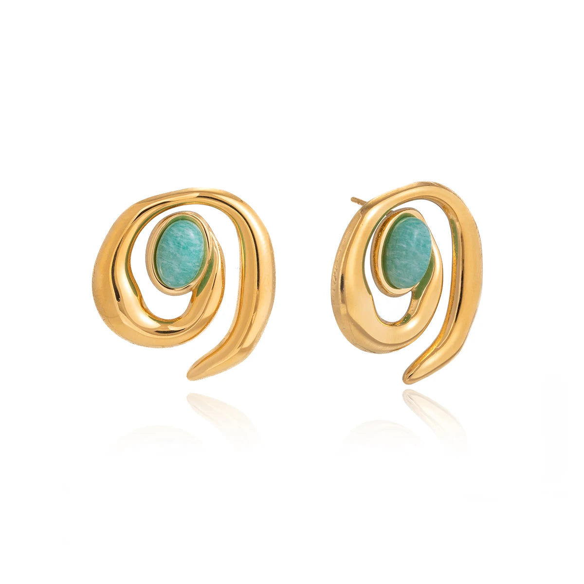 Turquoise Swirl Stud Earrings — Stainless Steel · PS109