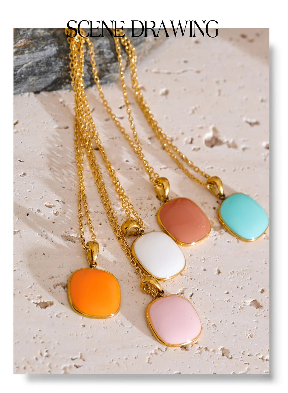 Geometric necklace in gold-plated stainless steel.