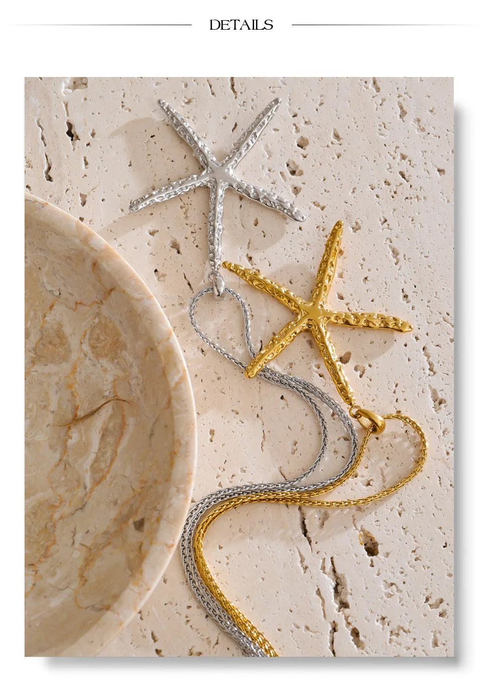 Star geometric necklace in gold-plated stainless steel.