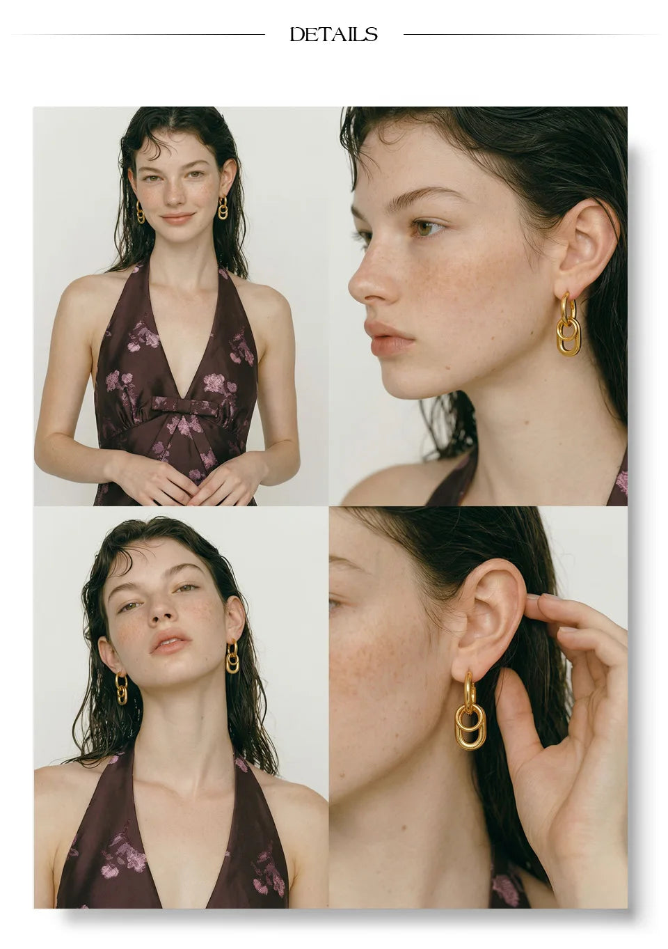 Geometric earrings in gold-plated stainless steel.