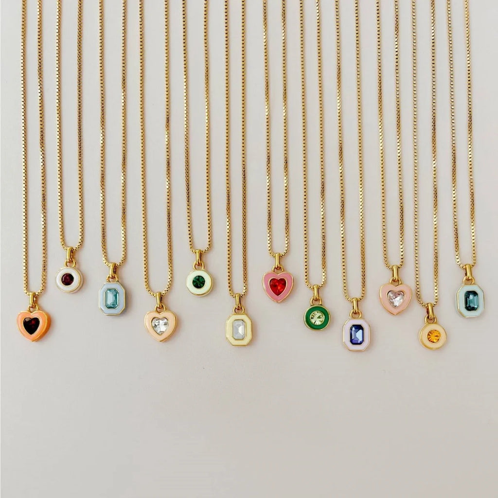【DIY Pendant】Stainless Steel Birthstone Charm Pendant - PS008