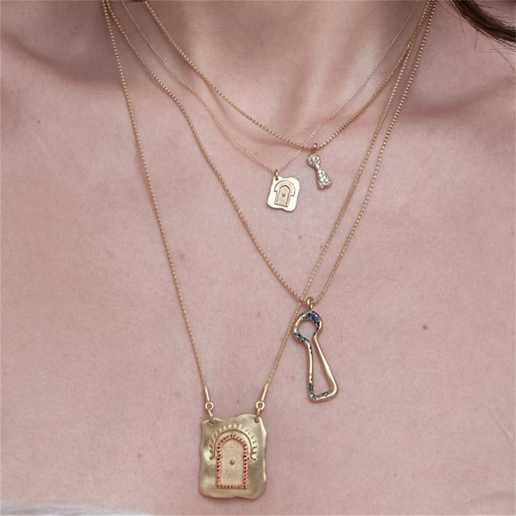 Vintage Gothic Tarot Necklace, Copper with Butterfly Diamond Pendant, Party Jewelry