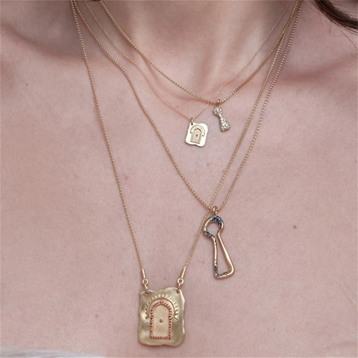 Vintage Gothic Tarot Necklace, Copper with Butterfly Diamond Pendant, Party Jewelry