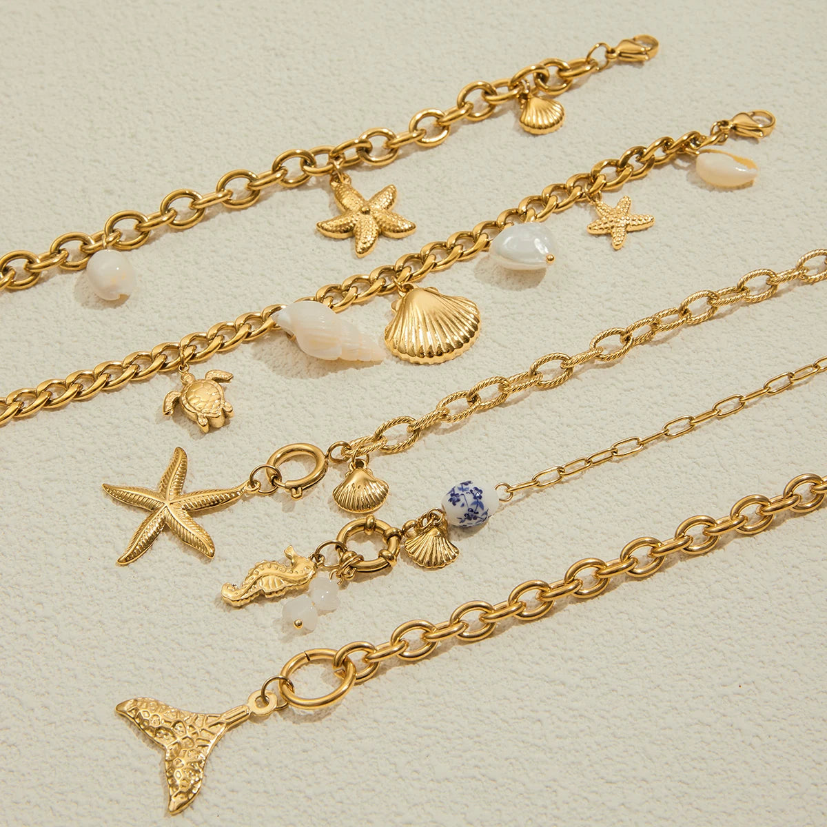 Ceramic Shell Bracelet — Stainless Steel · PS289