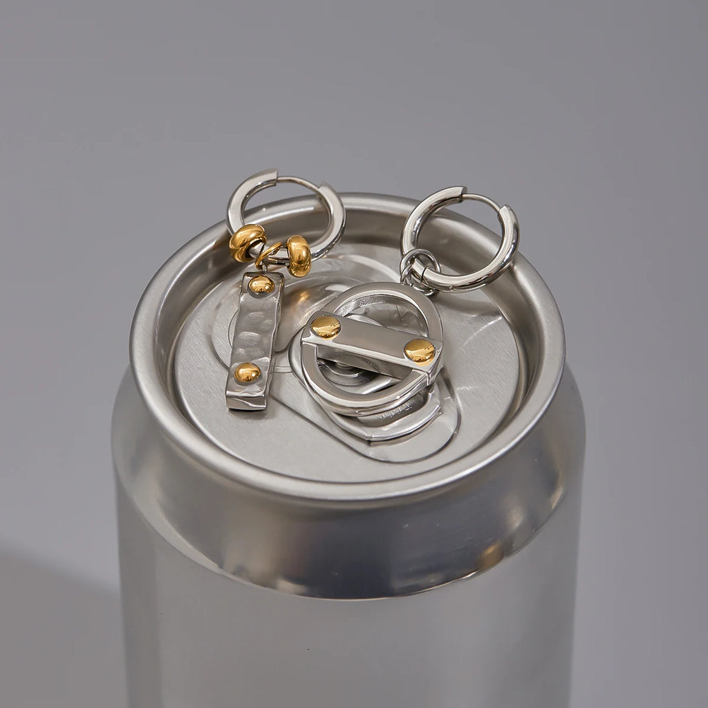 Rectangle Chain Drop Earrings — Stainless Steel · PS103