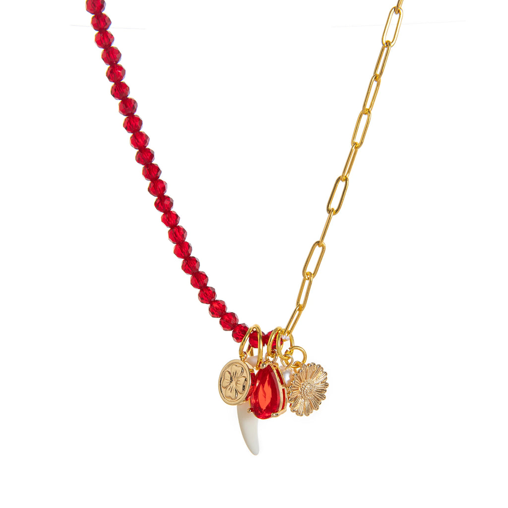 Charm Necklace 18K Gold Plated | Fish, Chili, Pearl & Coin Pendants | Trendy Layered Jewelry for Women