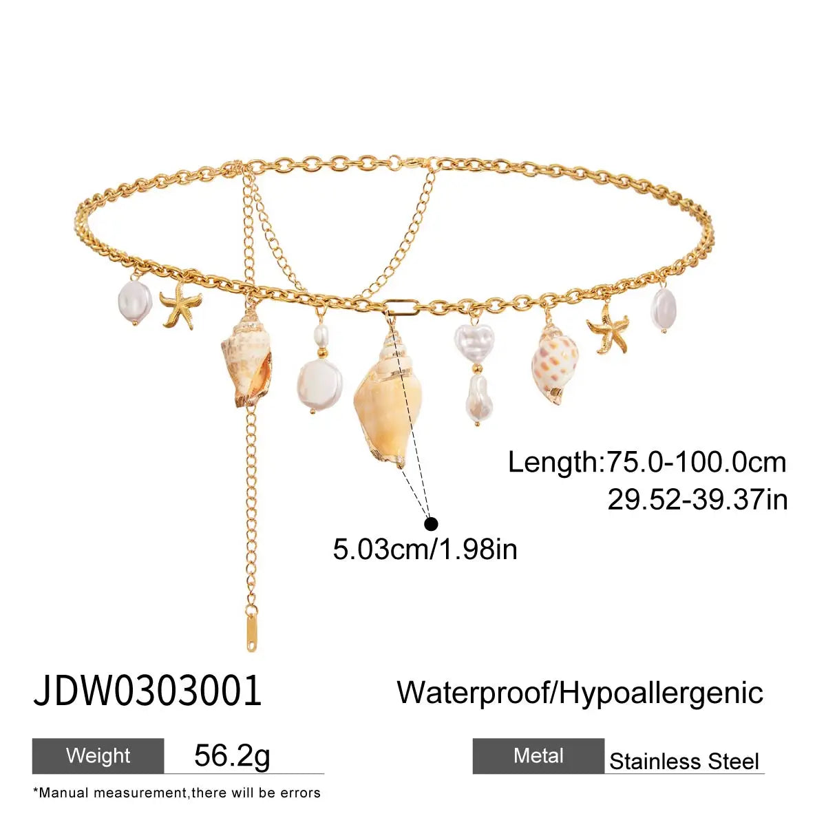 Pearl Belly Chain Pendant Collection — Stainless Steel · PS202