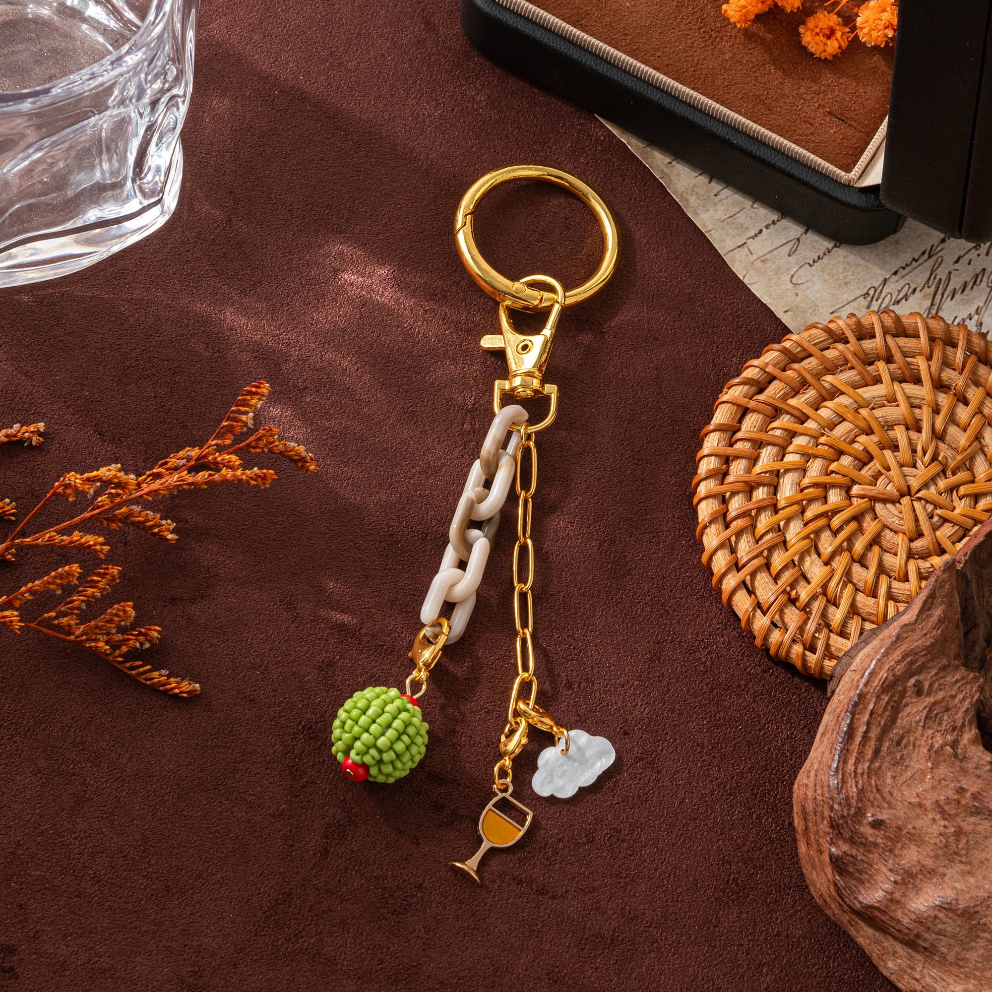 DIY Fashion Trendy Keychain Bag Pendant Free Matching Accessories Gold Plated Color Preserved Women's Gift