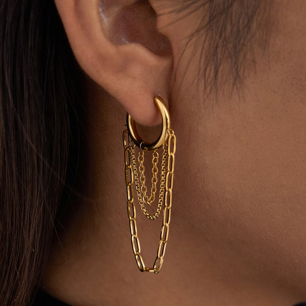 Chain Link Hoop Earrings — Stainless Steel · PS090