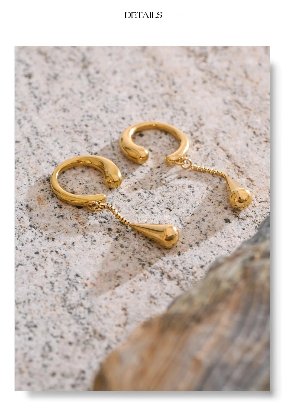 Geometric chain earrings in gold-plated stainless steel.