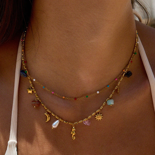 Color Charm Chain Necklace — Stainless Steel