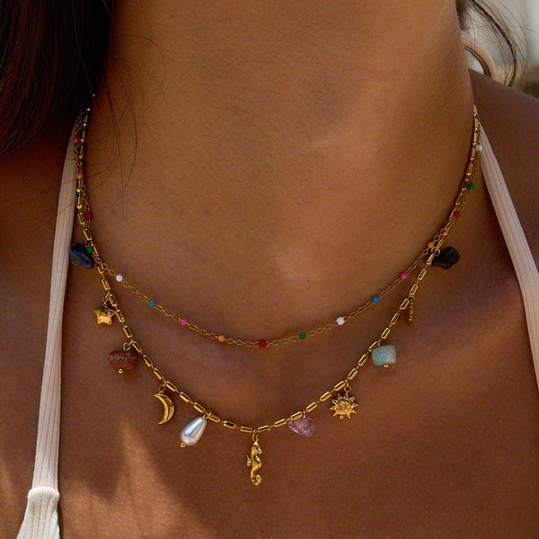Color Charm Chain Necklace — Stainless Steel · PS175