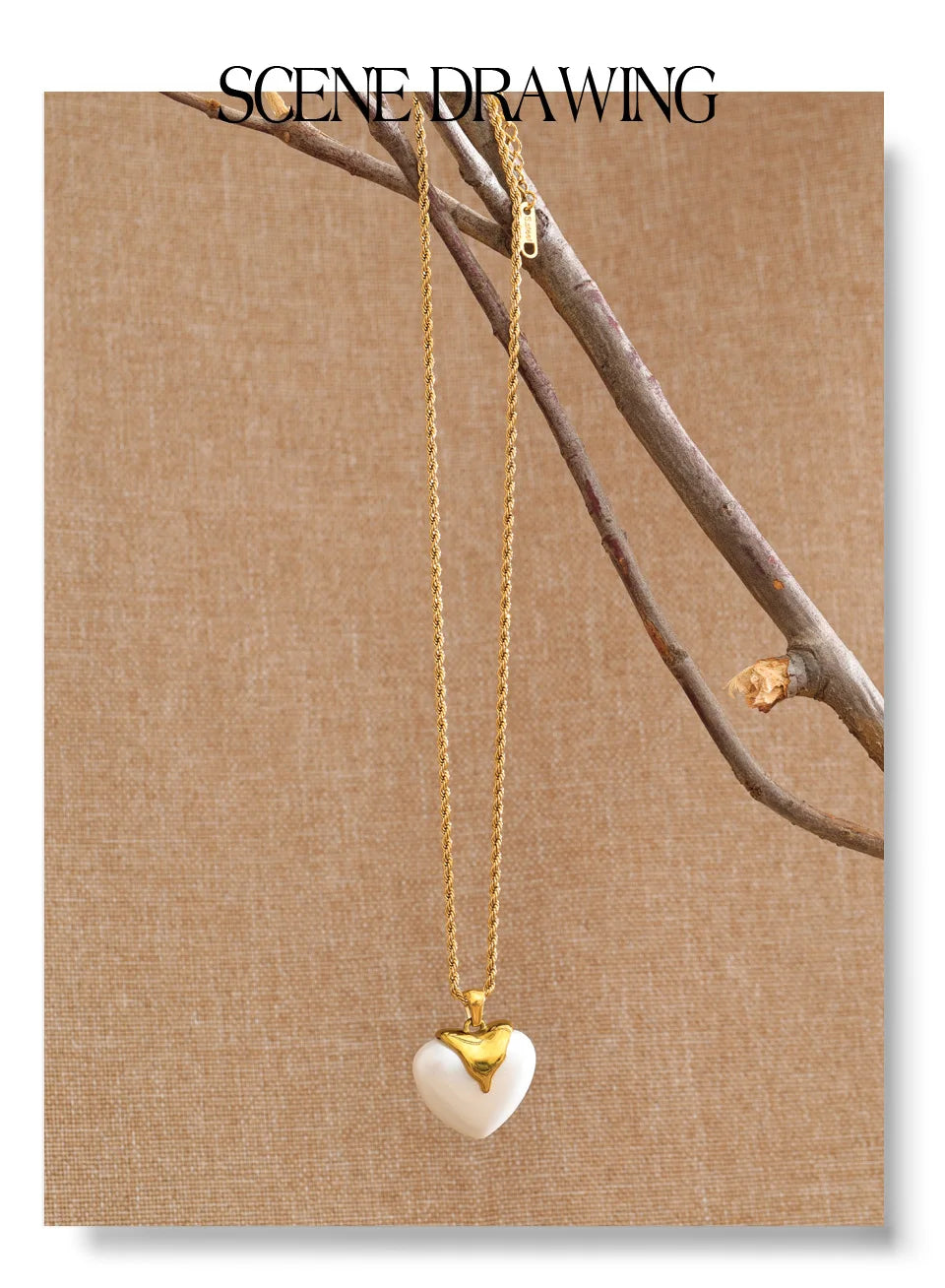 Pearl heart necklace in gold-plated stainless steel with pearl.