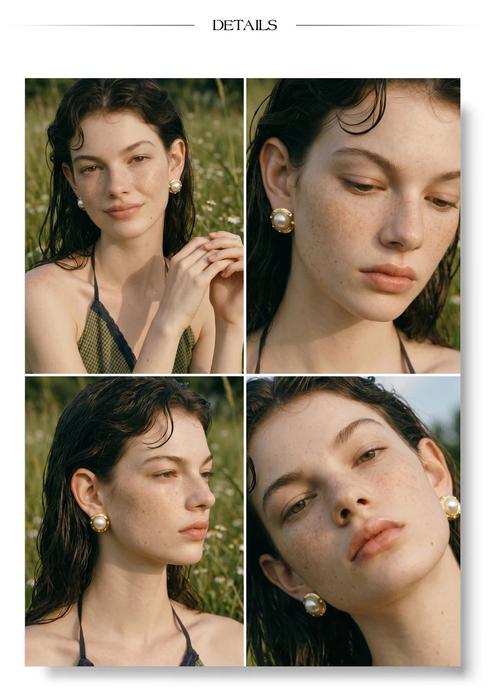 Cubic Zirconia Pearl Geometric Earrings — Gold-Plated Stainless Steel with Pearl and Cubic Zirconia · PS1536