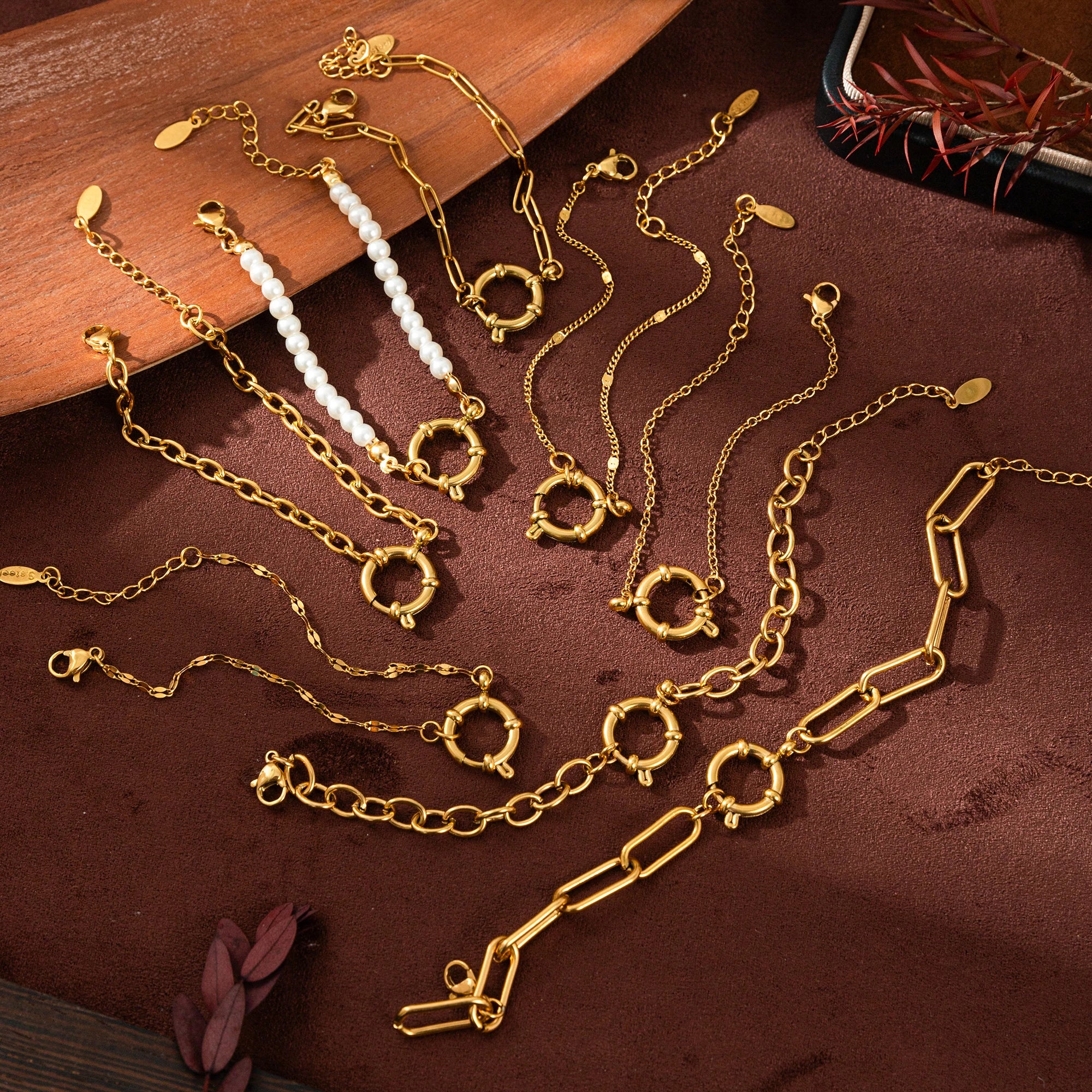 【DIY Chain】Titanium Steel Plated 18k Gold Basic Bracelet