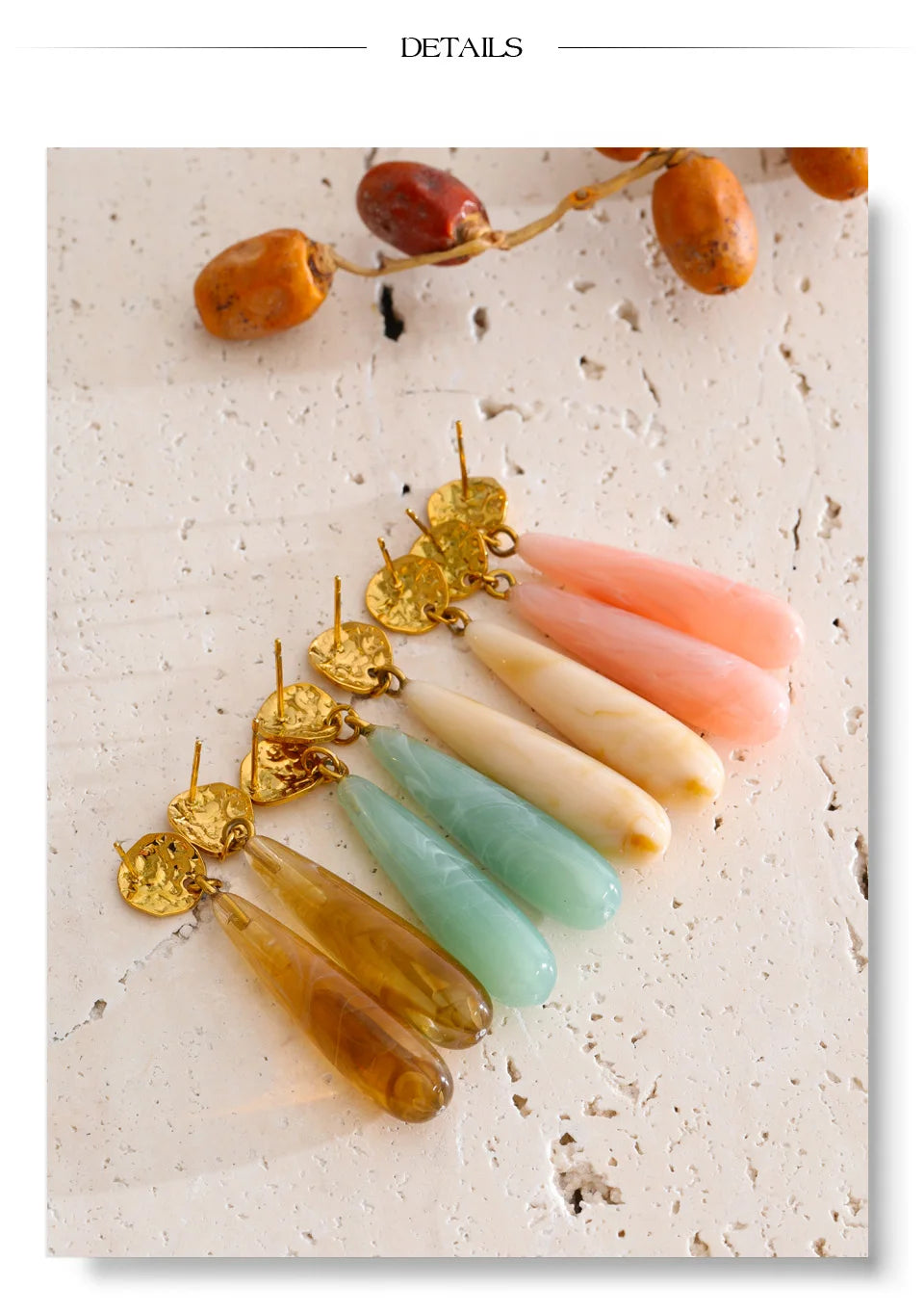 Resin Earrings — Gold-Plated Stainless Steel with Resin · PS2310