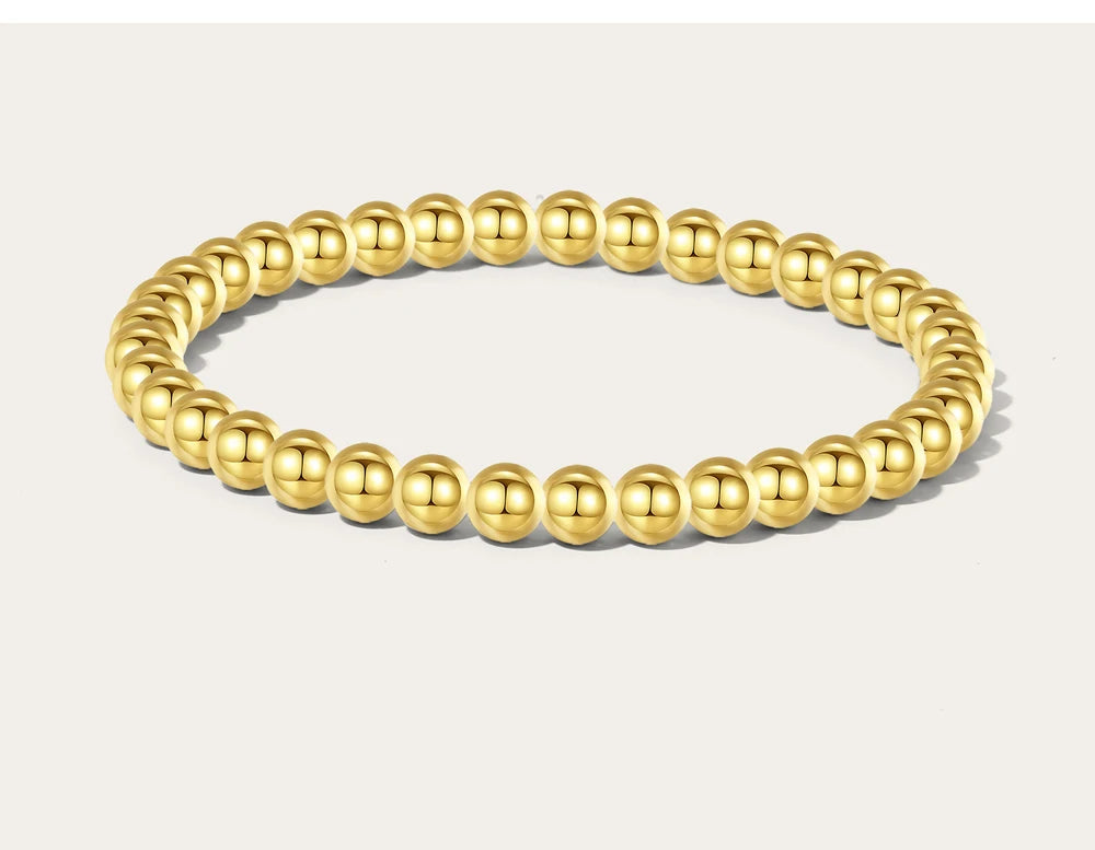 Beaded Charms Round Bead Charm Bracelet — 316L Stainless Steel · PS406