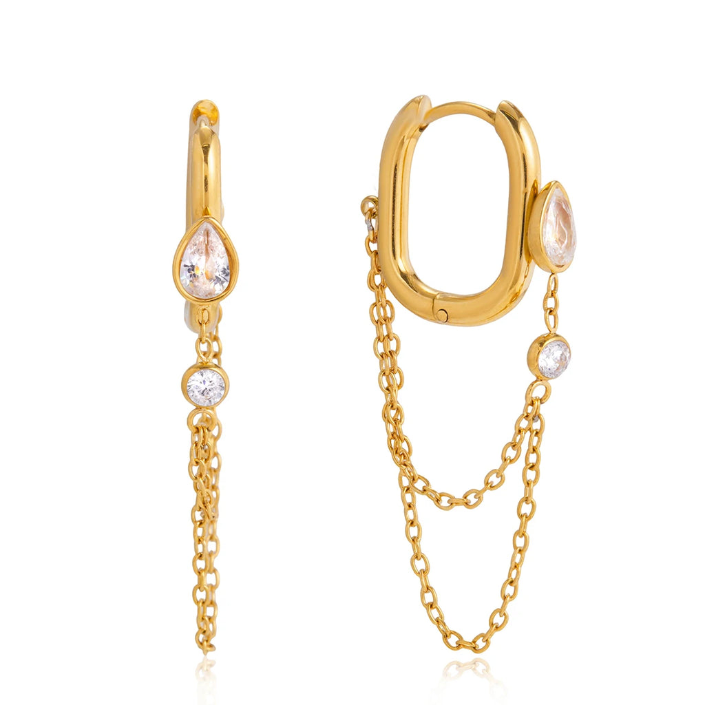 Waterdrop Tassel Earrings — Stainless Steel · PS376
