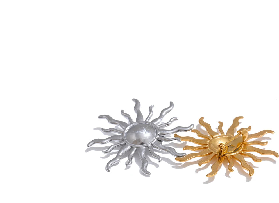 Sun Geometric Brooch — Gold-Plated Stainless Steel · PS1673