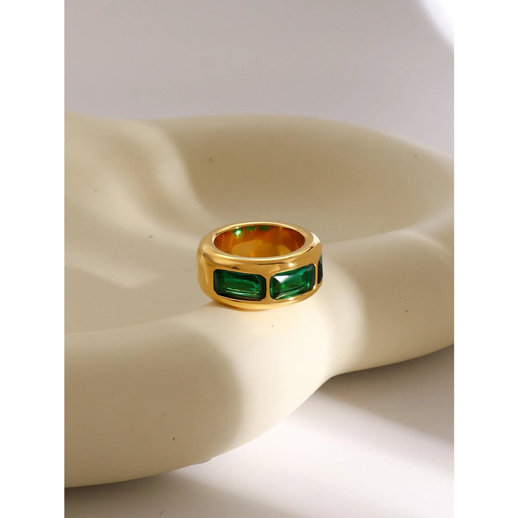 CZ Square Ring — Stainless Steel · PS287