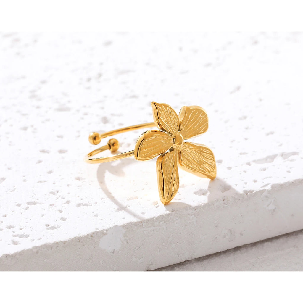 Irregular Flower Ring Vintage Adjustable — 316L Stainless Steel · PS445