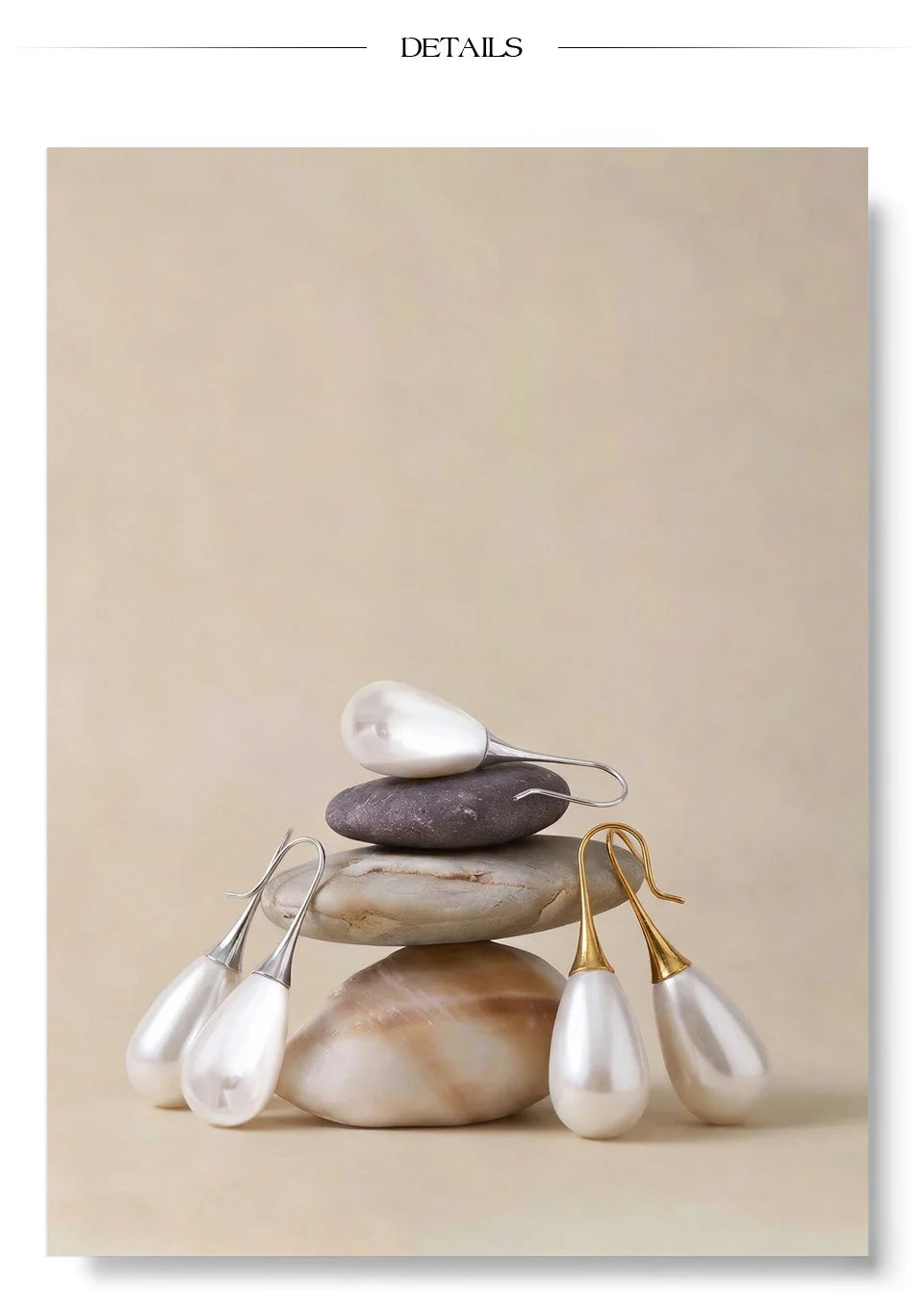 Pearl geometric earrings in gold-plated stainless steel with pearl.