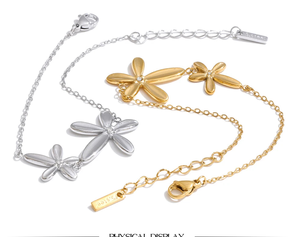 Flower Chain Bracelet — Gold-Plated Stainless Steel · PS1043