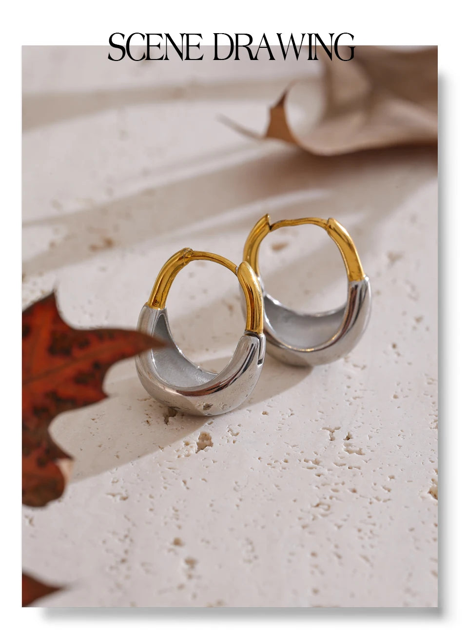 Geometric earrings in gold-plated stainless steel.