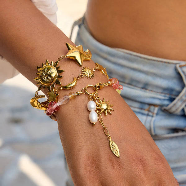 Starfish Pearl Charm Bracelet — Stainless Steel · PS026
