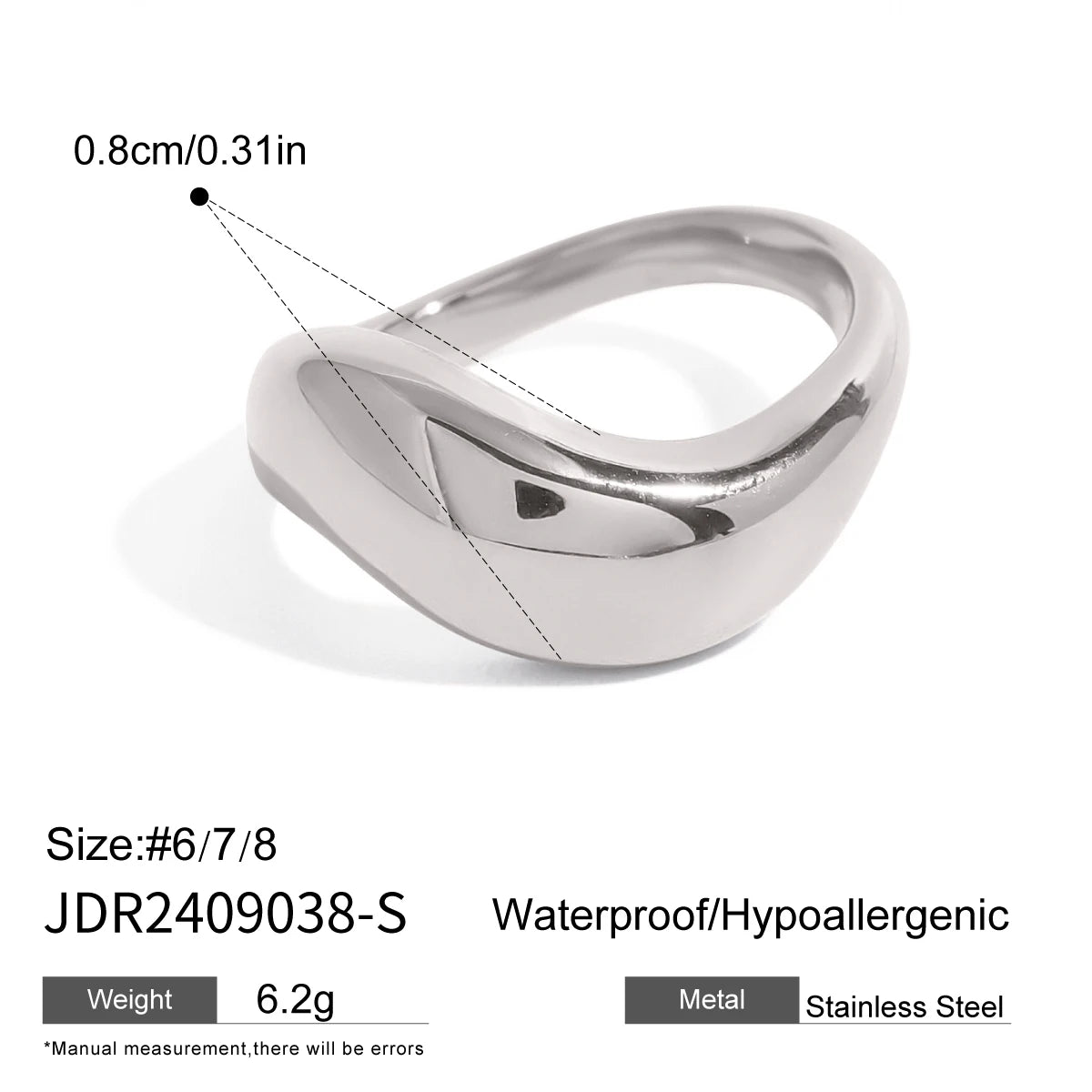 Chunky Silver Ring Stack — Stainless Steel · PS254