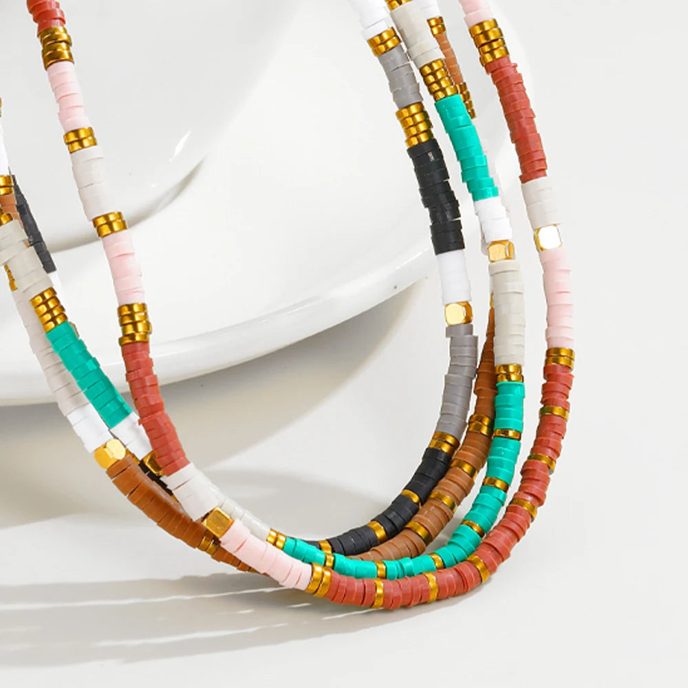 Colorful Acrylic Beaded Necklace — 316L Stainless Steel · PS437
