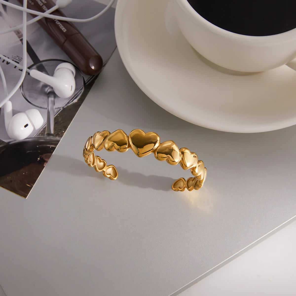 Heart Open Bracelet — Stainless Steel · PS316